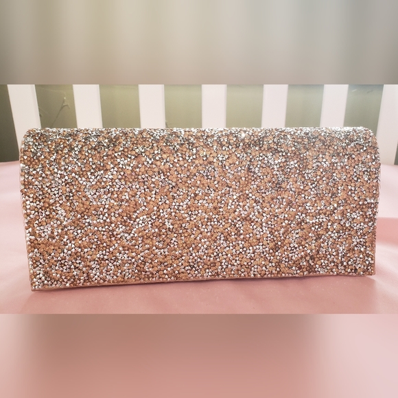 Source Unknown Handbags - Metallic glitter rose gold purse